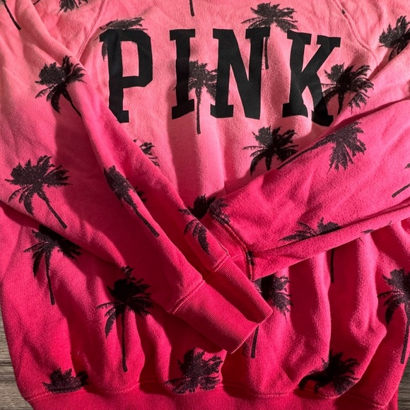 PINK Victoria's Secret Y2K Ombre Off Shoulder Palm Tree Sweatshirt ‼️See Below‼️ - Picture 6 of 7